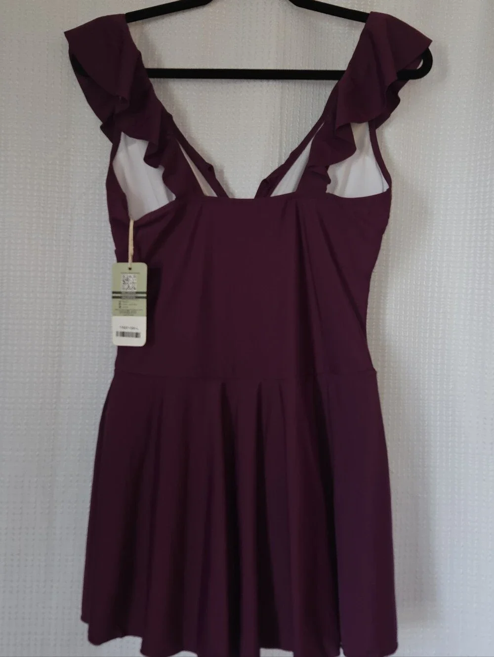 Ruffled V-Neck Shekini Swimdress in Raspberry NWT Size Large - Picture 4 of 10
